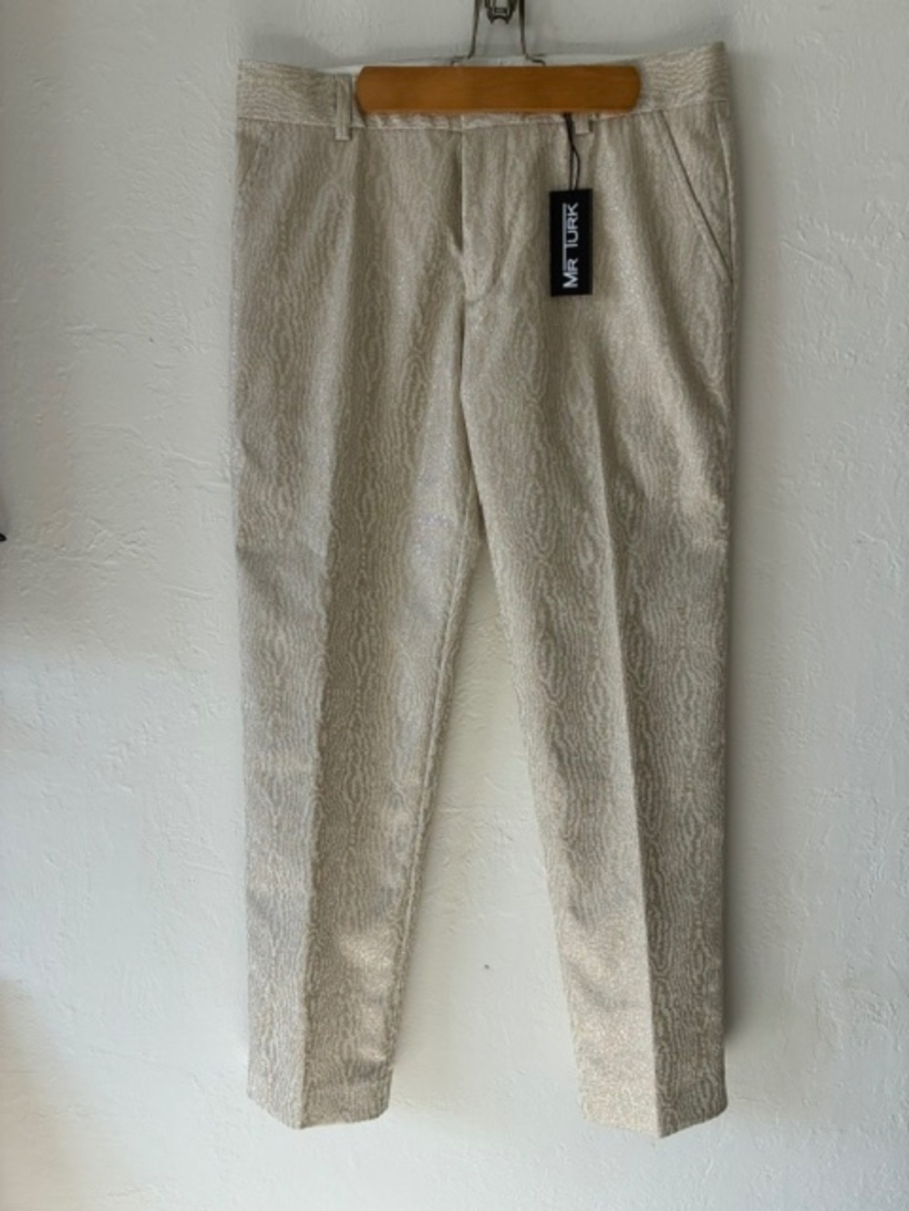MR. TURK - CLYDE SLIM GOLD MOIRE DRESS PANTS NWT Men's Size 32